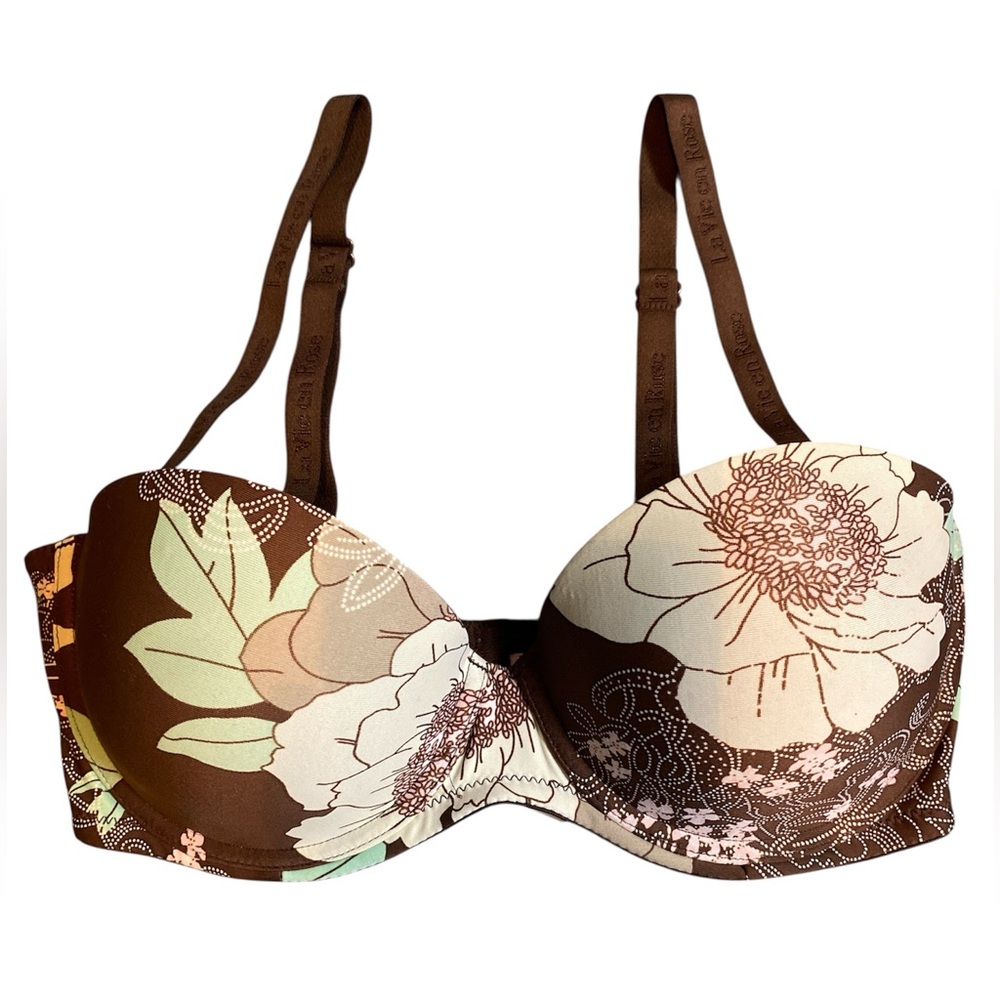 La Vie en Rose 34C Demi Push-Up Bra with Removable Inserts and Straps, Underwire